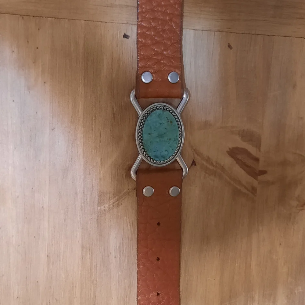 Leatherock turquoise and Brown Leather Belt - Picture 3 of 7